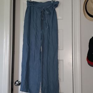 Wide leg paper sack pants